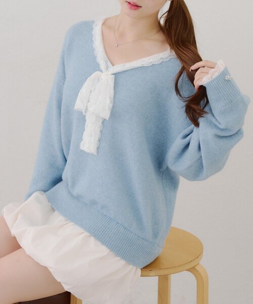 continuer de NICE CLAUP ワンピース 「Ribbon Collection」レース裾