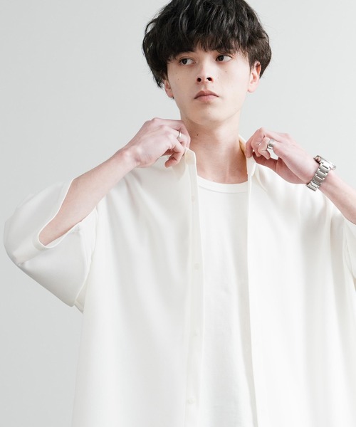 「Rocky Monroe」 半袖シャツ L ダークグリーン メンズ_画像3