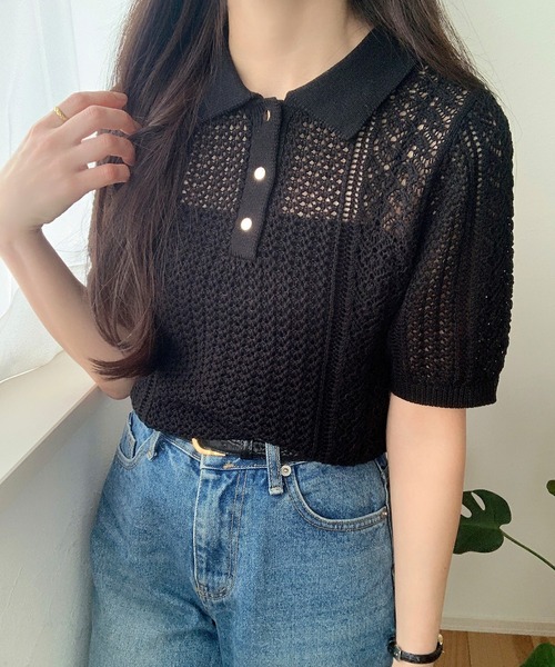 「LAUIR」 半袖ニット MEDIUM アイボリー レディース_画像2