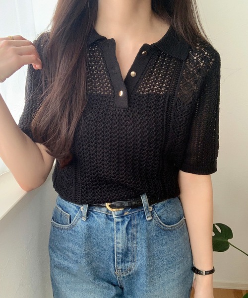 「LAUIR」 半袖ニット MEDIUM アイボリー レディース_画像3