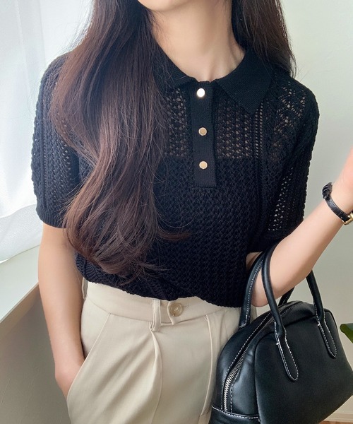 「LAUIR」 半袖ニット MEDIUM アイボリー レディース_画像4