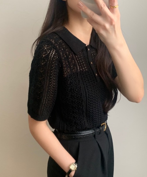 「LAUIR」 半袖ニット MEDIUM アイボリー レディース_画像5