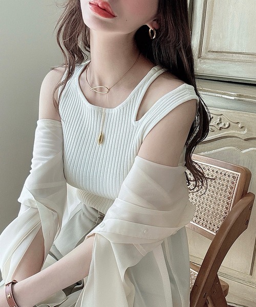 「Meiru」 キャミソールニット MEDIUM ブラック レディース_画像8