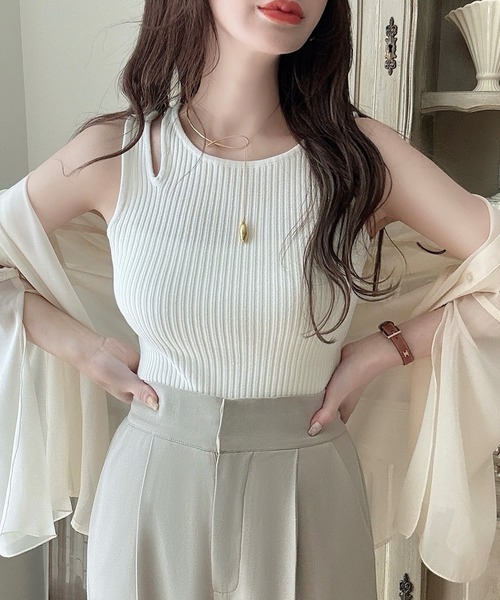 「Meiru」 キャミソールニット MEDIUM ブラック レディース_画像9