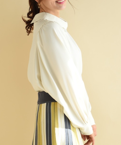 「INTERPLANET」 長袖ブラウス FREE ネイビー レディース_画像2