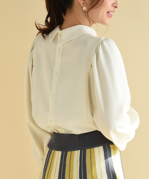 「INTERPLANET」 長袖ブラウス FREE ネイビー レディース_画像3