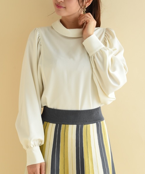 「INTERPLANET」 長袖ブラウス FREE ネイビー レディース_画像6