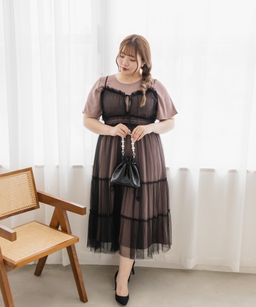 「CLETTE」 半袖ワンピース 4L グレー レディース_画像3