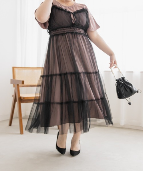 「CLETTE」 半袖ワンピース 4L グレー レディース_画像4