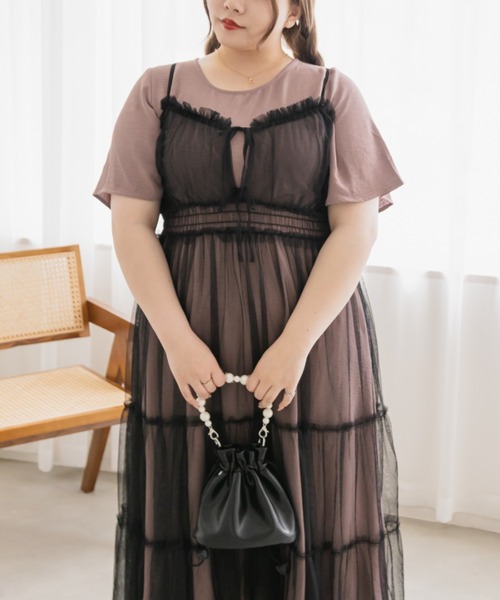「CLETTE」 半袖ワンピース 4L グレー レディース_画像5
