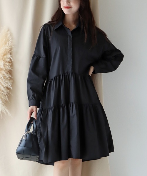 「BLUEEAST」 「tsgz」シャツワンピース MEDIUM ブラック レディース_画像9