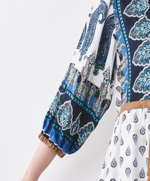 「CHIC STYLE」 7分袖ワンピース M ホワイト レディース_画像2