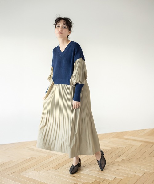 「OSMOSIS」 ドッキングワンピース ONE SIZE ネイビー レディース_画像2