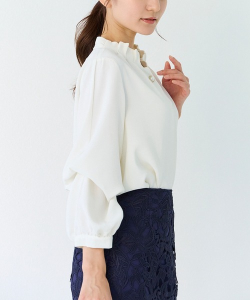 「INCEDE」 長袖ブラウス M オフホワイト レディース_画像4