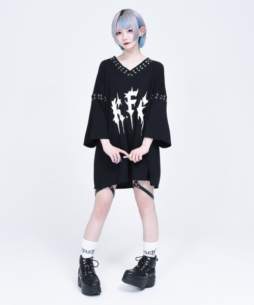 「REFLEM」 7分袖カットソー FREE ブラック レディース_画像5