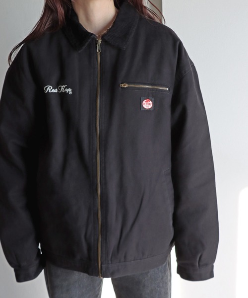 USA製 Lee ダックジャケット ジッパー コーデュロイ襟 ヴィンテージ RED KAP（レッドキャップ） ブルゾン アウター 襟コーデュロイダック