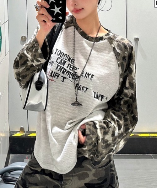 MARK &LONA 長袖 モック インナー ロンT 46 カモフラ ROTHCO（ロスコ） 長袖Tシャツ メンズ ロンT 大きいサイズ 迷彩