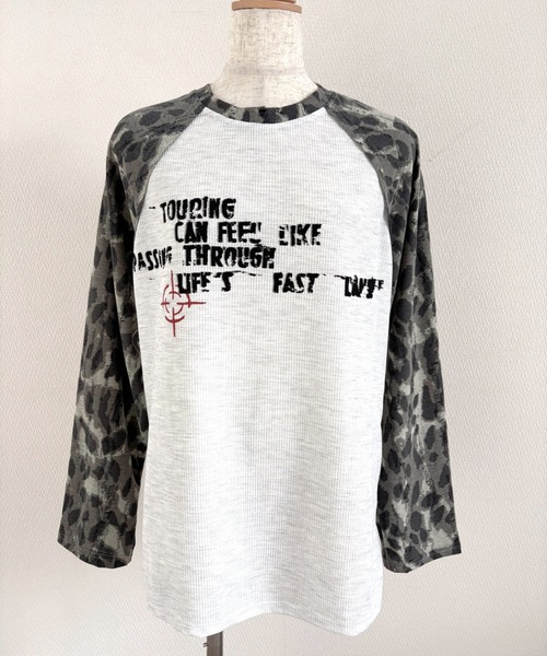 SHEENA（シーナ） tシャツ カモフラ柄ラグランスリーブワッフルロンT