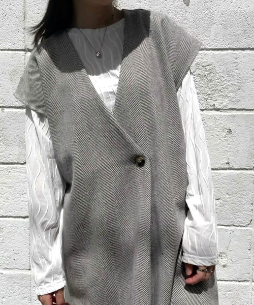 「JUGLANS」 ベスト FREE グレー レディース_画像6