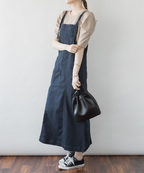 ジャンパースカート M-4L 前ジップ デニムジャンスカ : ZOZOTOWN Yahoo