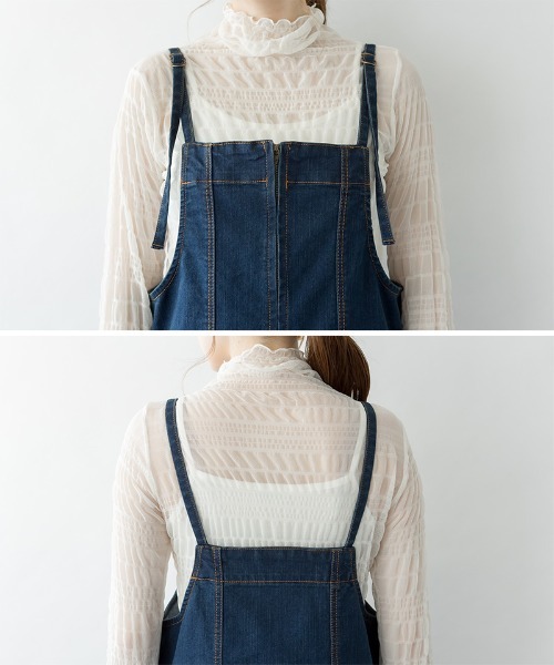 ジャンパースカート M-4L 前ジップ デニムジャンスカ : ZOZOTOWN Yahoo