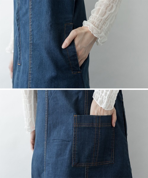 ジャンパースカート M-4L 前ジップ デニムジャンスカ : ZOZOTOWN Yahoo
