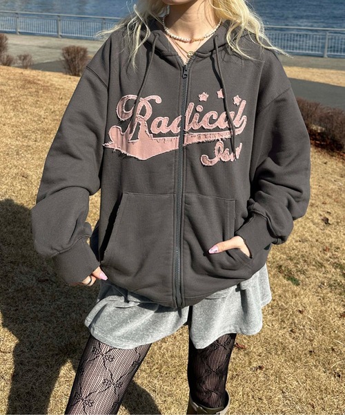 sedacle」 ジップアップパーカー MEDIUM チャコールグレー レディース