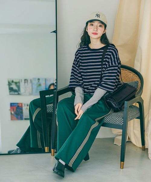 パンツ サイドラインカットパンツ レディースの画像