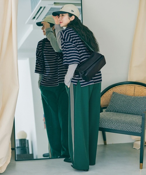 パンツ サイドラインカットパンツ レディースの画像