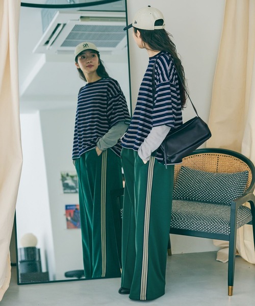 パンツ サイドラインカットパンツ レディースの画像