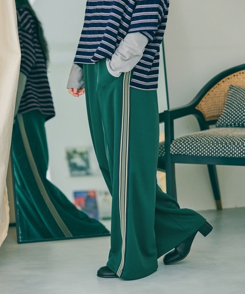 パンツ サイドラインカットパンツ レディースの画像