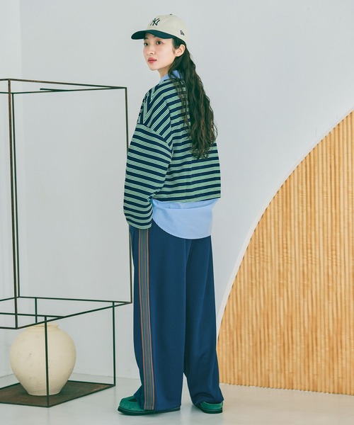 パンツ サイドラインカットパンツ レディースの画像