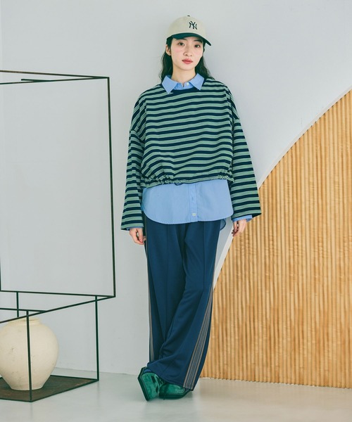 パンツ サイドラインカットパンツ レディースの画像