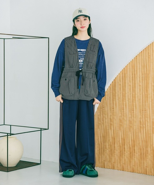 パンツ サイドラインカットパンツ レディースの画像