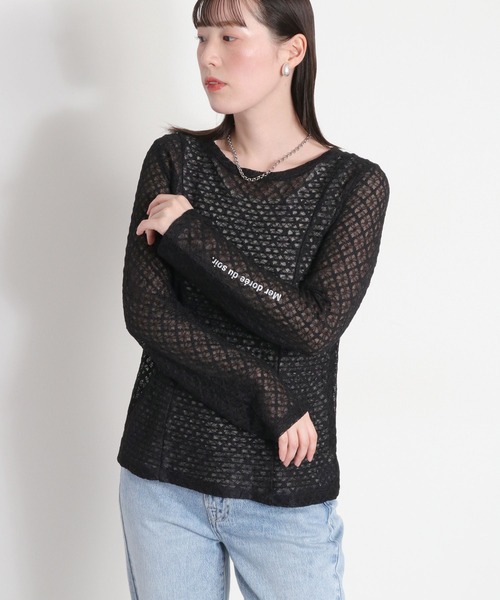 国内正規品 CYROSELLE  シロセッレ　セール中！サイズ0美品 cepo（セポ） tシャツ 「シアーレース」ロゴデザインロングスリーブTee