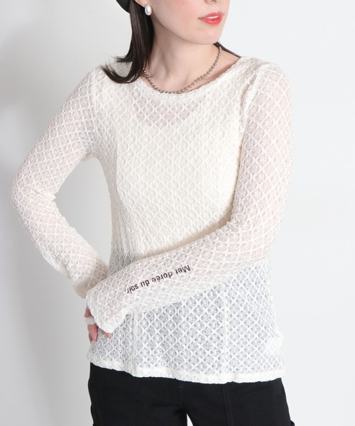 cepo(セポ) tシャツ 「シアーレース」ロゴデザインロングスリーブTee cepo(セポ) tシャツ 「シアーレース」ロゴデザインロングスリーブTee