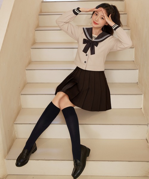 コスプレ 「制服コスプレ3点セット」クラシックカラーセーラー服 長袖
