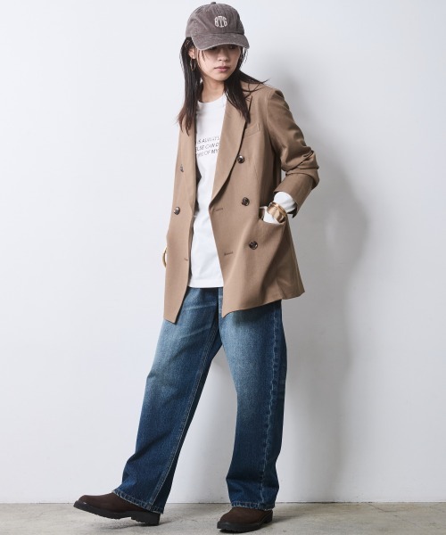 「CHIC STYLE」 テーラードジャケット LL モカ レディース_画像2