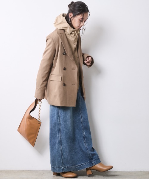 「CHIC STYLE」 テーラードジャケット LL モカ レディース_画像3