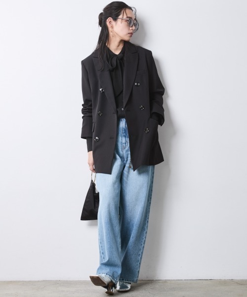 「CHIC STYLE」 テーラードジャケット LL モカ レディース_画像4