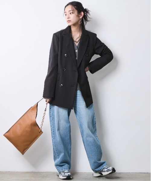 「CHIC STYLE」 テーラードジャケット LL モカ レディース_画像9