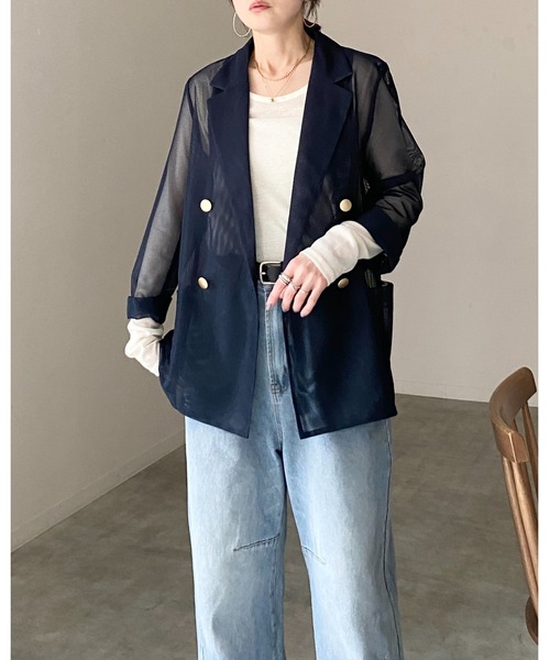 She's Closet tシャツ 深Uネック 長袖 シアートップス ロングTシャツ