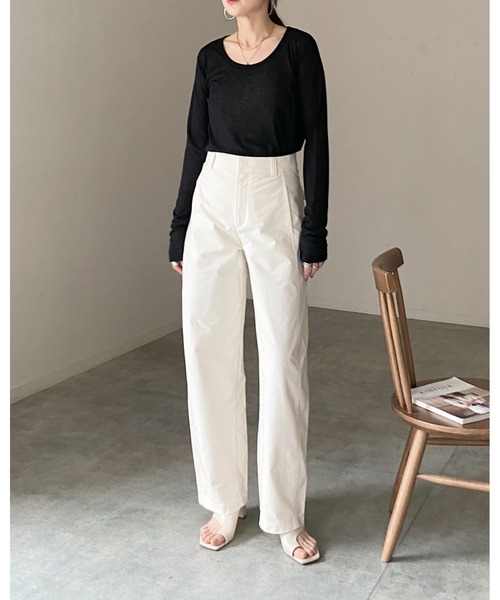 She's Closet tシャツ 深Uネック 長袖 シアートップス ロングTシャツ