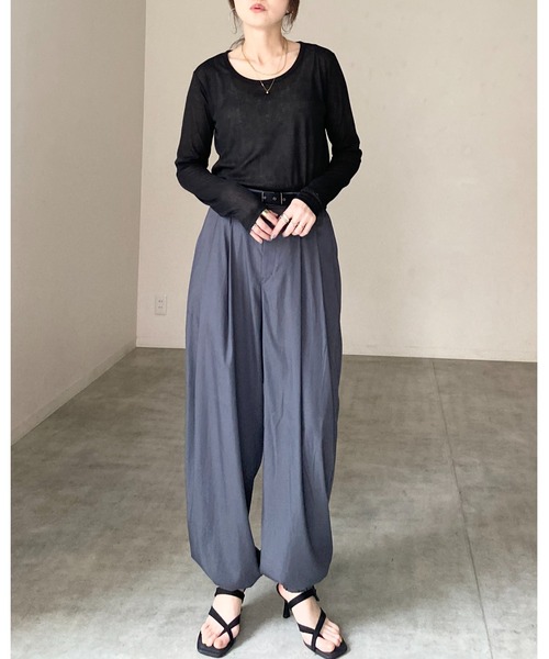 She's Closet tシャツ 深Uネック 長袖 シアートップス ロングTシャツ