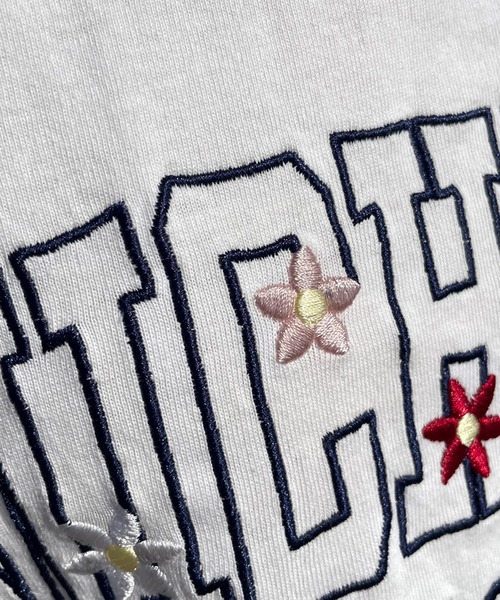 CRB tシャツ 半袖 カレッジロゴフラワー刺繍ビッグTシャツ レディース