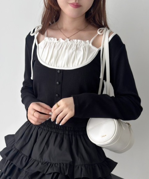 「one after another NICE CLAUP」 長袖カットソー FREE ネイビー レディース_画像3