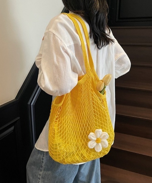 エコバッグ ネットバッグ お花モチーフ ショルダーバッグ : ZOZOTOWN