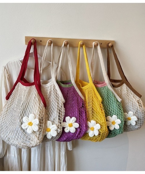 エコバッグ ネットバッグ お花モチーフ ショルダーバッグ : ZOZOTOWN