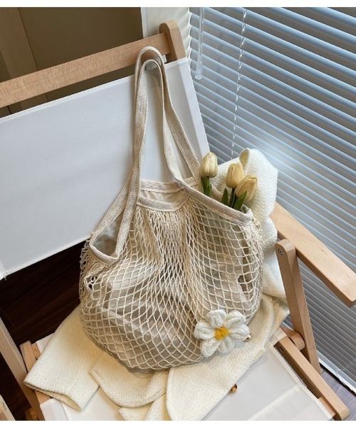 エコバッグ ネットバッグ お花モチーフ ショルダーバッグ : ZOZOTOWN