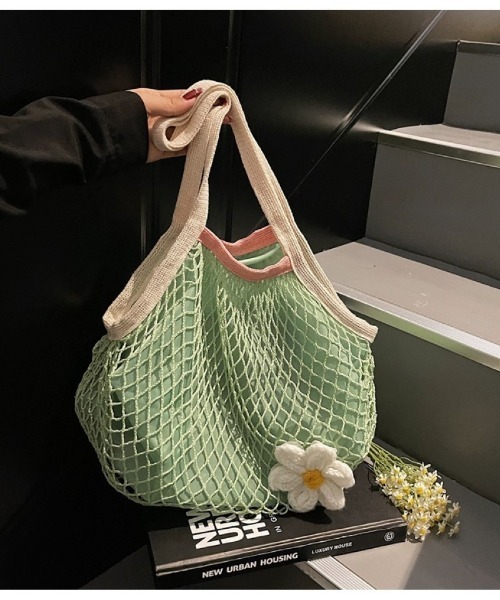 エコバッグ ネットバッグ お花モチーフ ショルダーバッグ : ZOZOTOWN